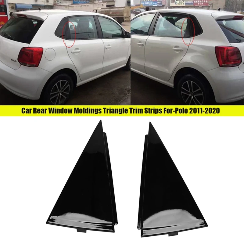 Pair Car Rear Window Moldings Triple-Cornered Trim Strips For Polo 2011-2020