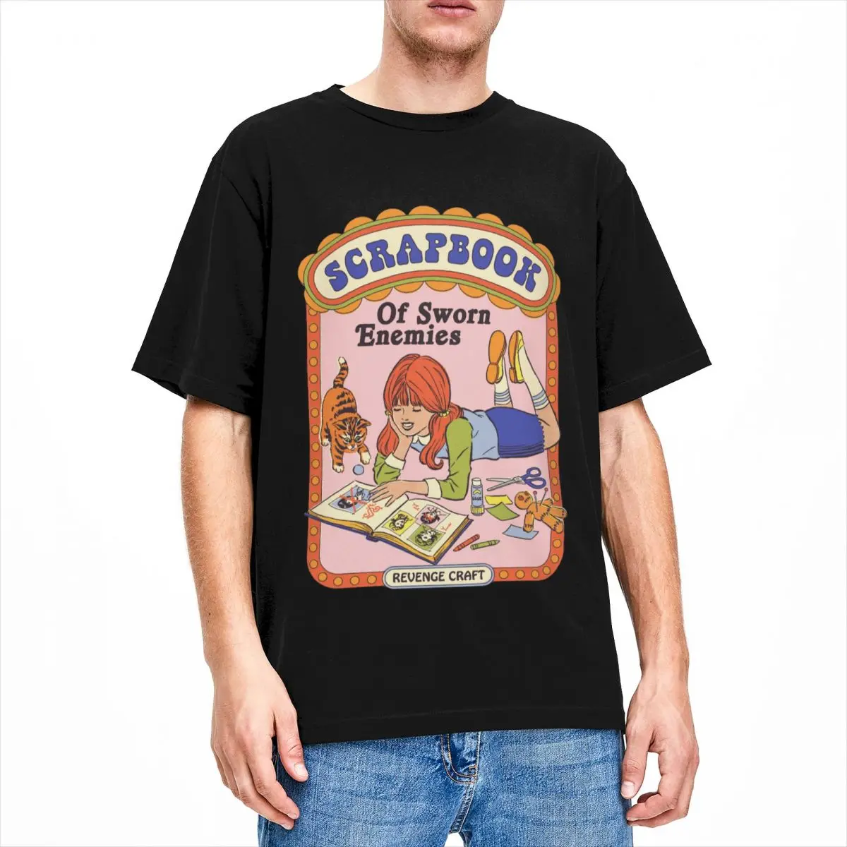 سجل قصاصات لأعداء التخسيس للرجال والنساء ، قميص قطني ، ملابس جديدة ، 70 ، 80 ثانية ، فن داكن ، قمم قصيرة الأكمام ، فكرة هدية #2