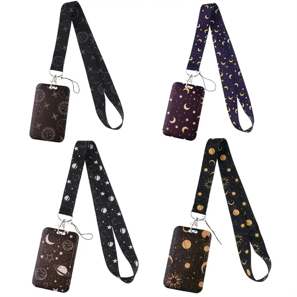 Supply School Supply Phone Lanyard Card Holder Sun and Moon Keyrings Hanging Rope Phone Neck Strap Badge Holder ID Card Holder