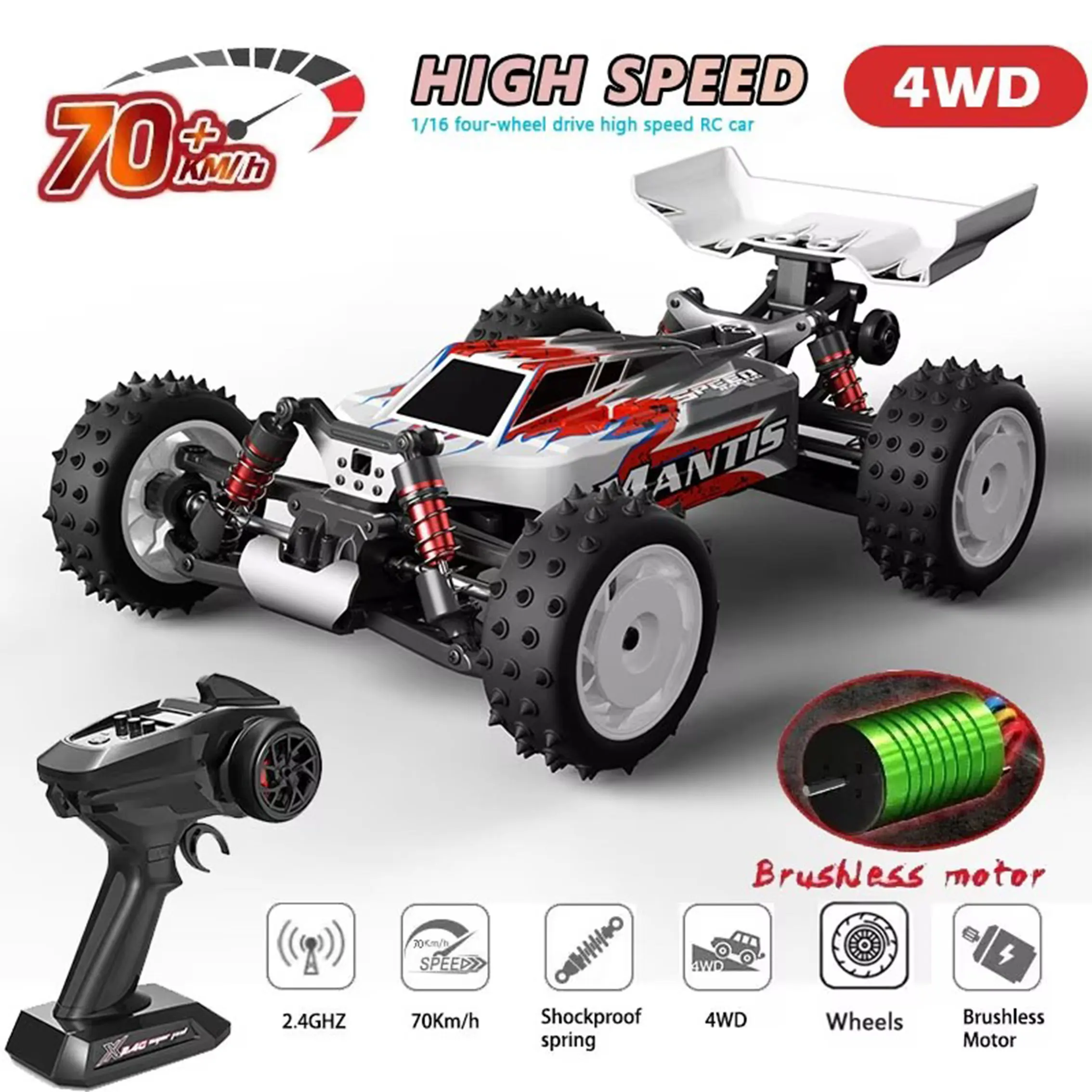 S911PRO 1:16 RC Car 70KM/H OR 50KM/H 4WD Remote Control Cars High Speed Drift Brushless Monster Truck For Kids VS WlTOYS 144001