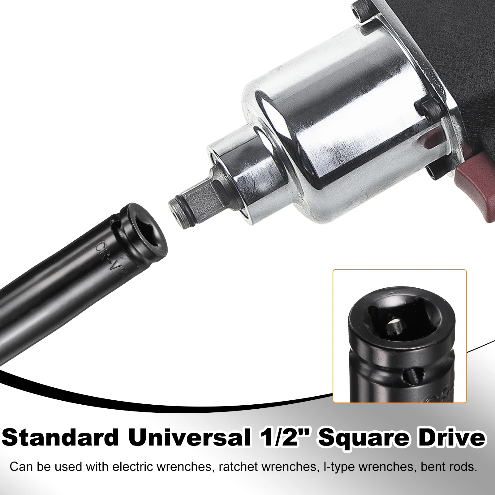 3pcs 6-Point Slotted Deep Impact Socket 1/2