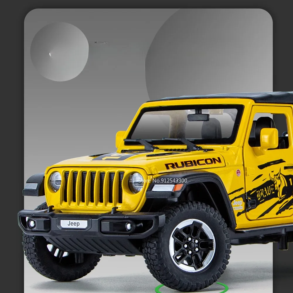 1/32 Scale Wrangler 4X4 Toy Car Models Alloy Diecast 6 Doors Opened Sound Light Pull Back Scale Model Cars Toys Holiday Gifts