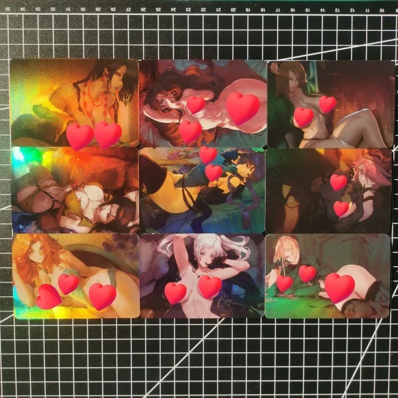 Rosaria Bibel Schwarz Sexy Anime Mädchen Karten Mai Shiranui Irelia Ahri Evelynn Kaisa 9 TEILE/SATZ Spiel Sammlung Karten Spielzeug Weihnachten geschenk