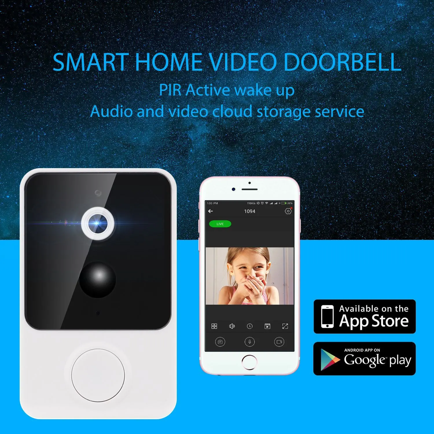 H8 Low Power WiFi Smart Doorbell Mini Video Doorbell PIR Motion Detection Wireless Home Security Door Bell Easy Install