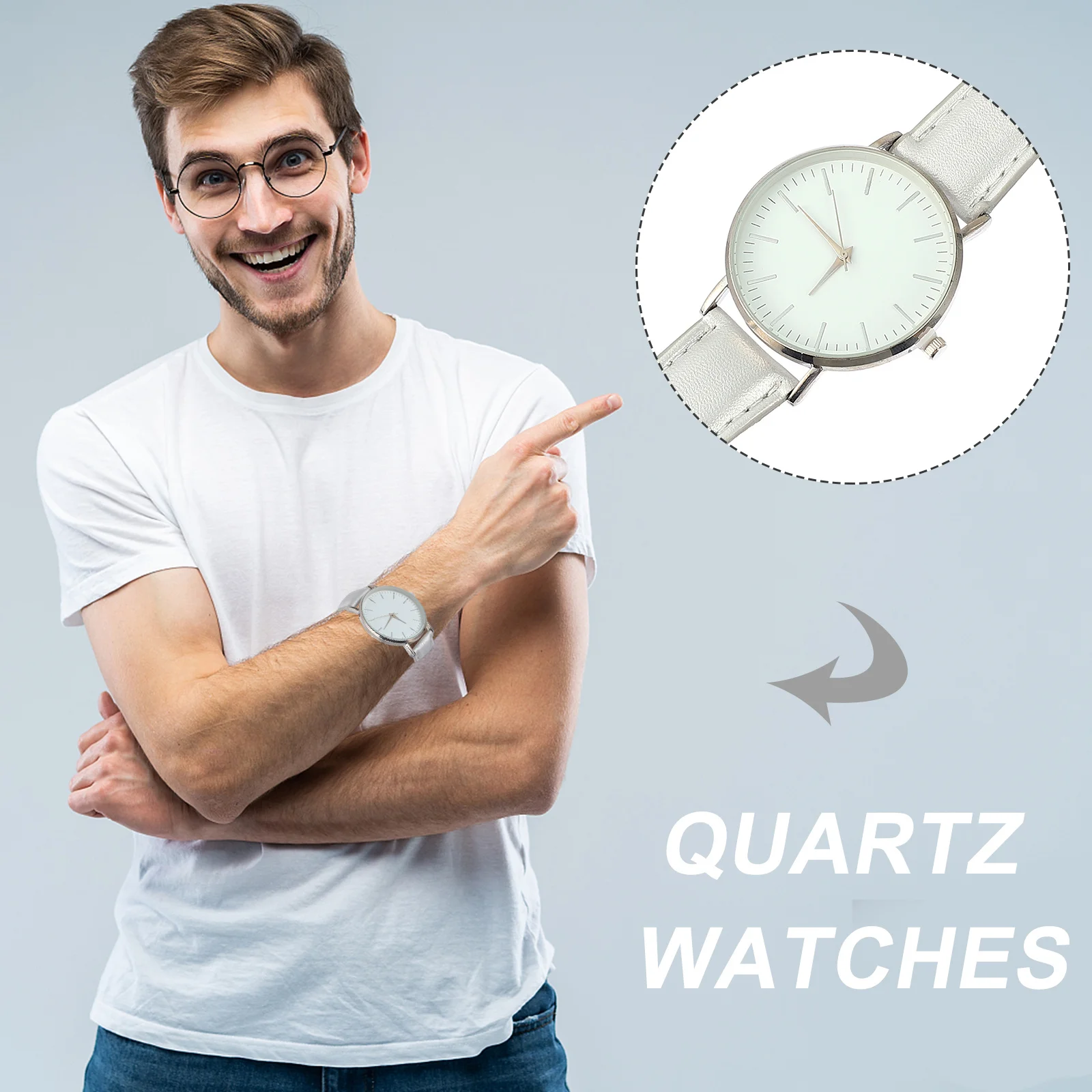 

1 pc Couple Watches Silver Pu Retro Design Scratch Resistant Glass Durable Quartz Movement Unisex Fashion Watch Birthday