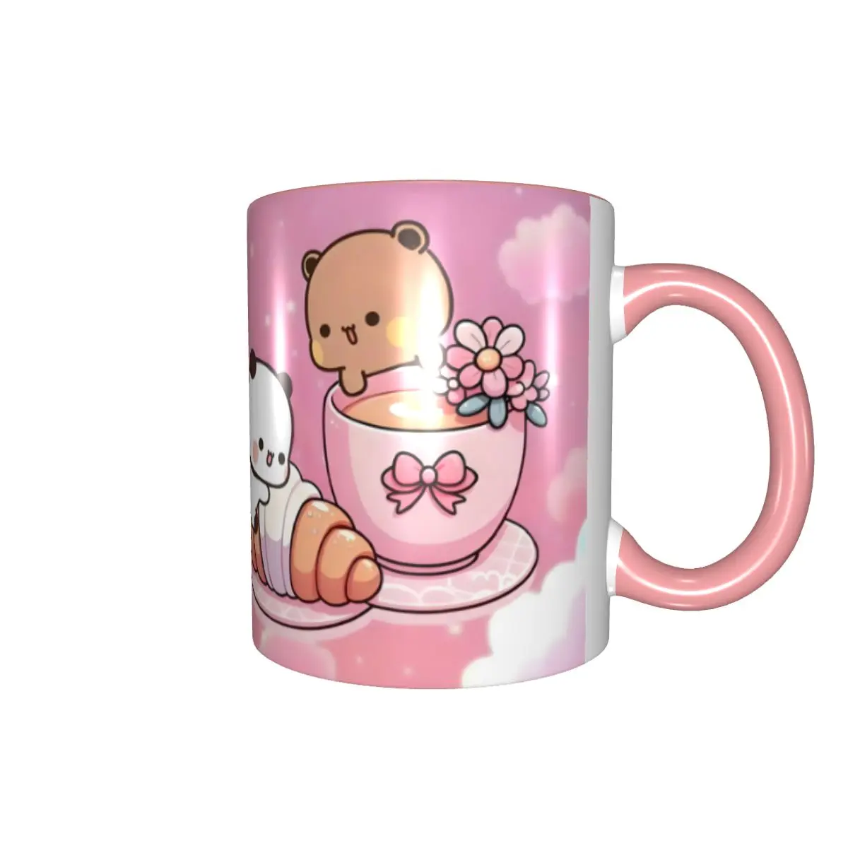Bubu Dudu Peach And Goma Mug DIY Anime Panda Bear Cartoon Ceramic Tea Milk Coffee Cups