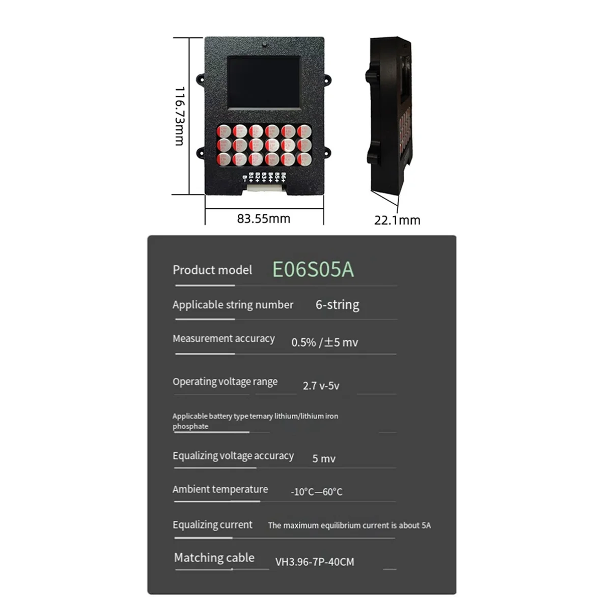

SWXF Lithium Titanate 6S Active Balancer with Voltage Display TFT LTO Battery Voltage Tester 4s 5a Energy Transfer Equalizer