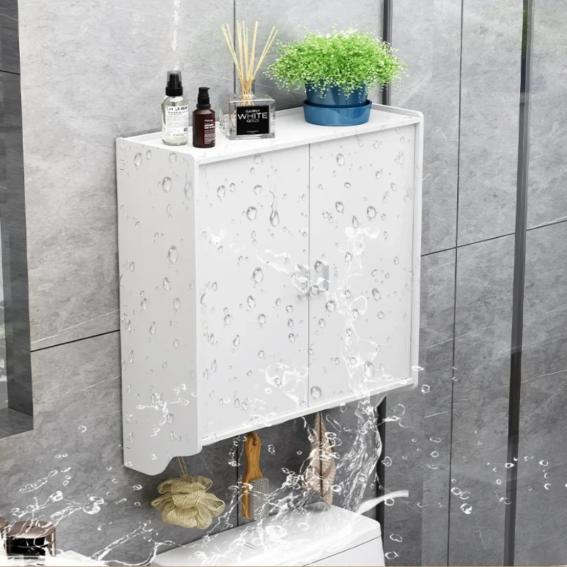 ‌Waterproof Wall-Mounted Cabinet - Space-Saving Bathroom Storage Organizer for Toiletries, Shower Essentials & Cleaning Supplies