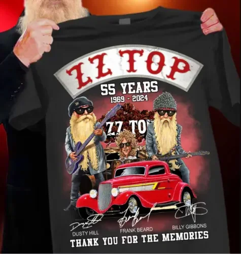 Zzトップ署名Tシャツ、半袖または長袖、思い出ファンに感謝、55年