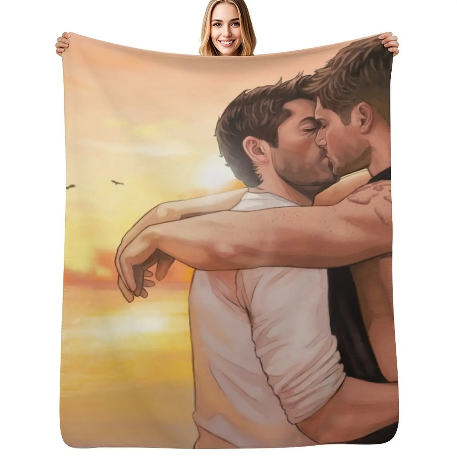 Sunset Kiss 2021 Throw Blanket Bed Fashionable Vintage Retros Warm Luxury Designer Winter beds Blankets