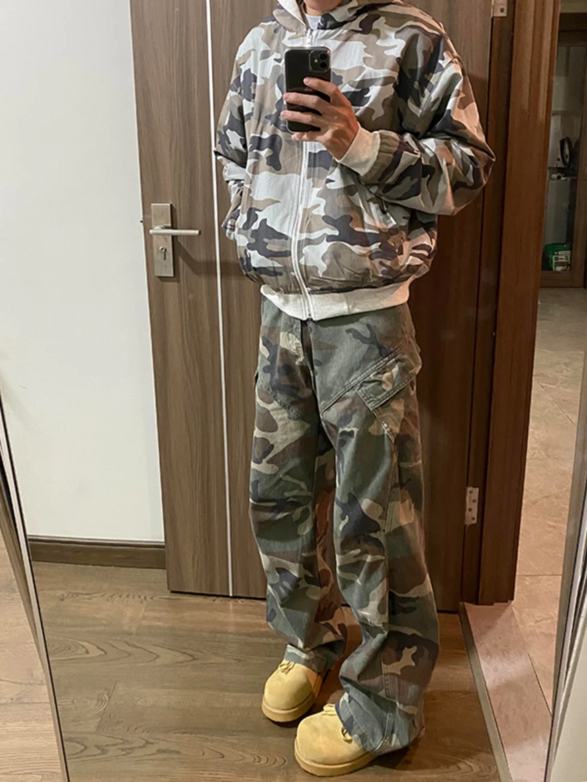 

Camouflage Cargo Pants Men's Loose Straight Leg Autumn Spring American Hiphop Sle Street Faion Workwear Trousers