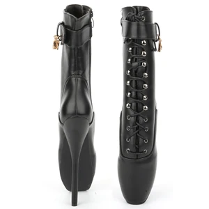 Jialuowei 7 Zoll High Heels Gothic Fetish Ballet Knöchel Spitzenstiefel Größe 36-46 Schneller Transport 10 Hauptverkauf Bota de Schädel - №8