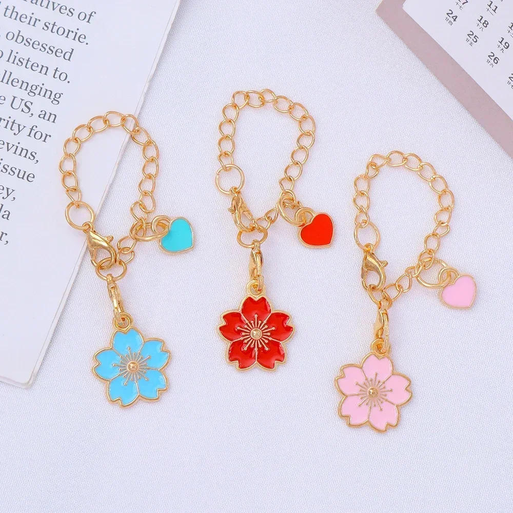 Colorful Sakura Charm for Stanley Cup Accessories Lovely Flower Keychain Women Water Bottle Pendant Purse Backpack Decoration