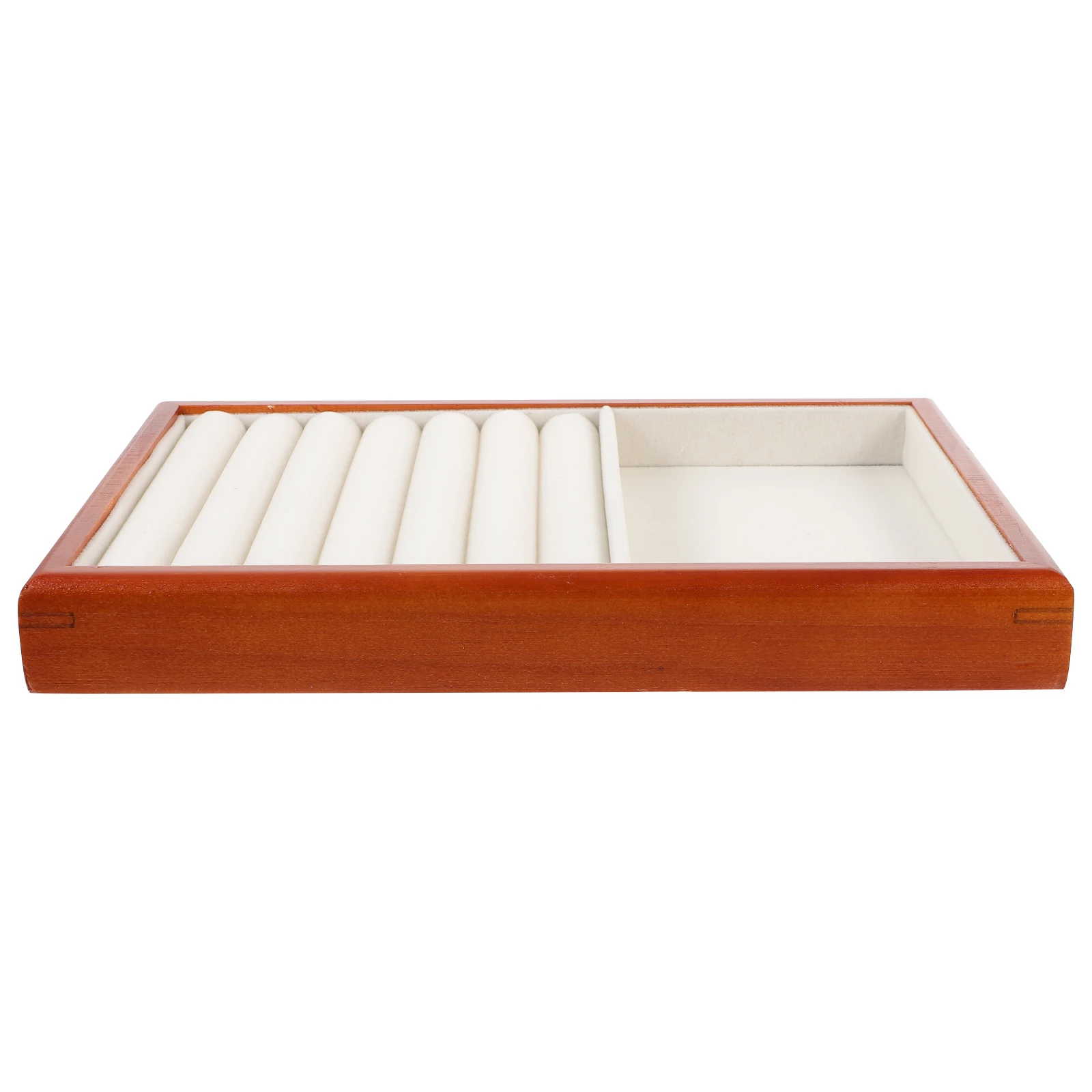 

Wood Ring Storage Tray Jewelry Display Holder Organizer For Earrings Bracelets Rings Portable Durable Lint Material Easy
