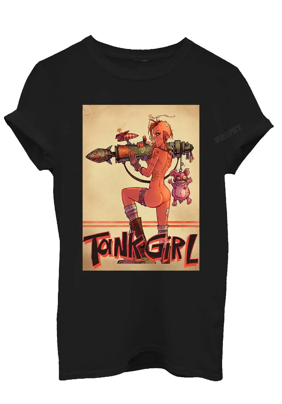 Tank Girl Women Print T Shirts Fashion Cool Brave Girl Missile Tee Shirts Casual Oversized Tops Shirts Streetwear Fall Clothes