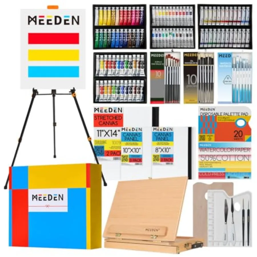 

Профессиональные художественные принадлежности - Набор для рисования 142 предмета для взрослых: мольберт из бука, подставка из алюминиевого сплава, 30 качественных кистей