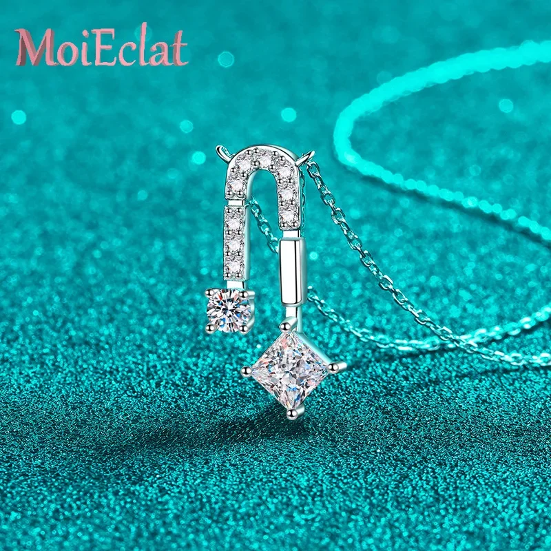 

Elegant 1.3ct Moissanite Necklace U Shaped Pendants for Women, Hypoallergenic Platinum PT950 Clavicle Chain Luxury Jewelry