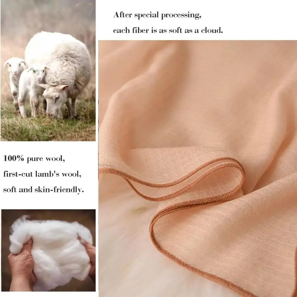 شال أنيق من مزيج الكشمير والحرير - لفافة الباشمينا من الصوف خفيفة الوزن، وشاح صديق للبشرة