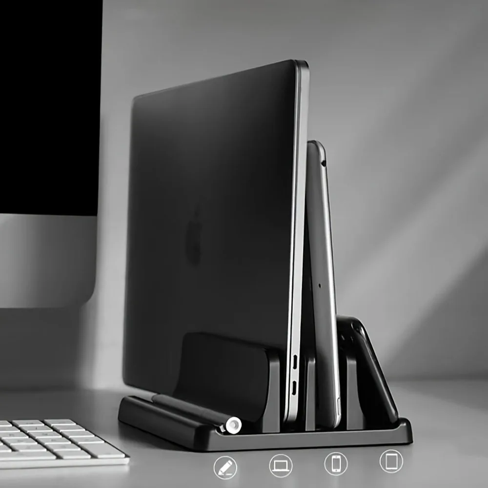 Laptop Stand, Vertical Storage Rack Suitable for Macbook, iPad, Tablet, Desktop Base
