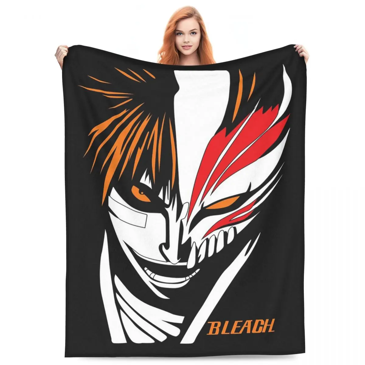 Ichigo Kurosaki Anime Blanket Fleece Sofa Throw Blanket Portable for Home Bedroom Office Throws Bedspread Quilt