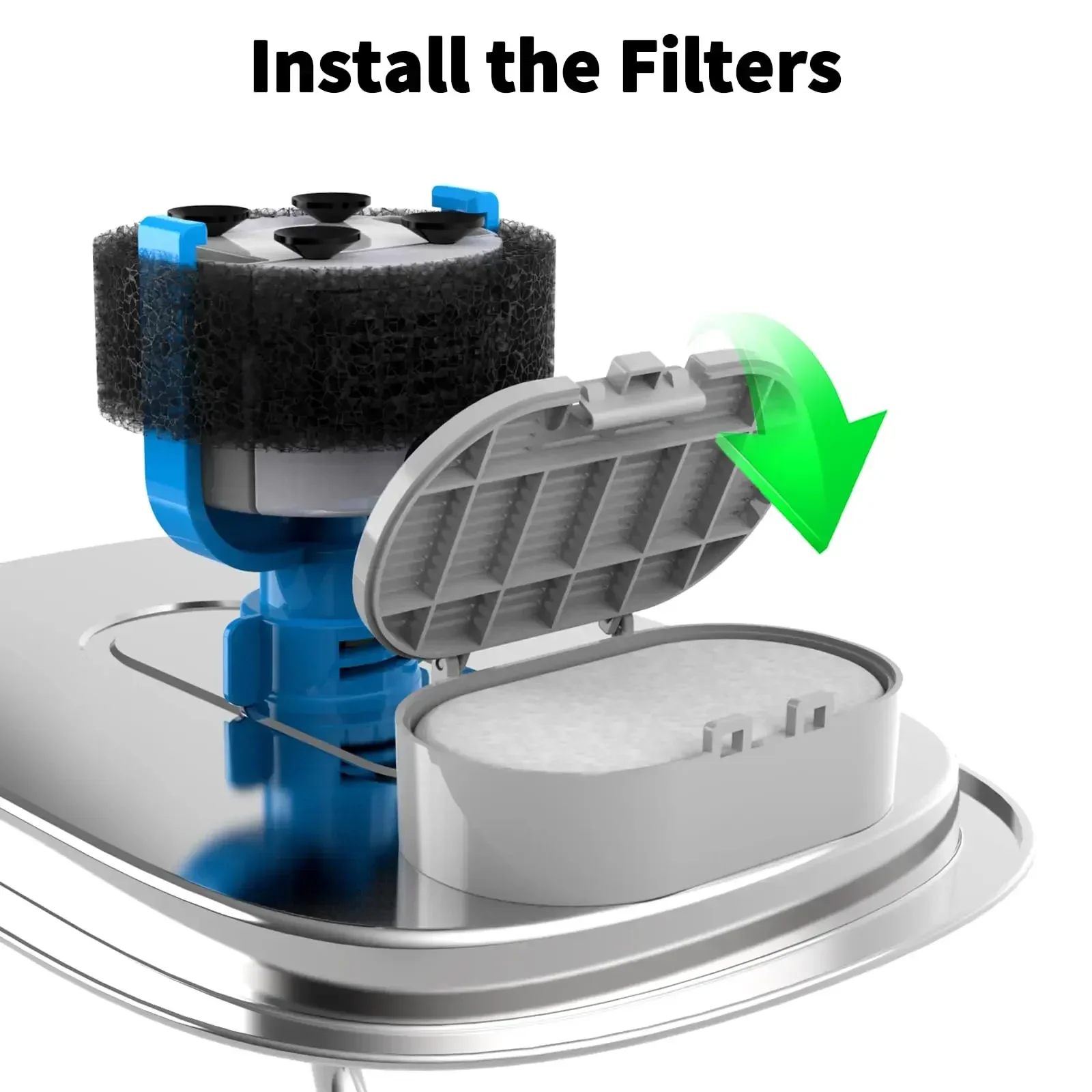 Ersatzfilter für Haustierbrunnen, passend für Katzen- und Hunde-Wasserspender, 8er-Set, Aktivkohle-Schwamm, Brunnenfilter-Zubehör. – Detail 13