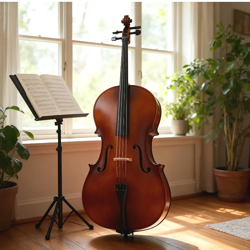 Adult Beginner Cello, Handcrafted Spruce Top Solid Wood Matte Cello, Starter Kit with Top Cello with Bow, Handmade Artisan Craft