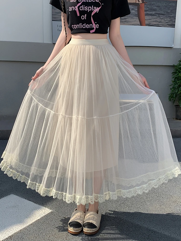 

Net Yarn Cake Lace Women's Spring and Summer New Fairy Dress Pleated Skirt