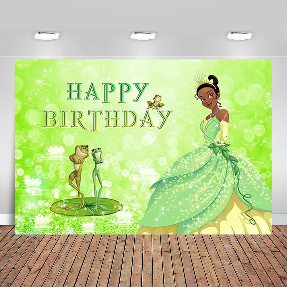 

Princess Tiana Backdrop for Birthday Party Decorations Princess and The Frog Banner for Baby Shower Party Supplies