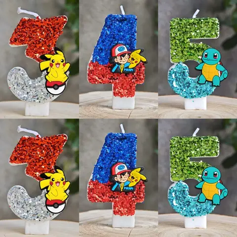 Cute Pokemon Monster Candle Kids Birthday Cake Decoration Cartoon Anime Figure Supplies Party Accessories Christmas Gifts