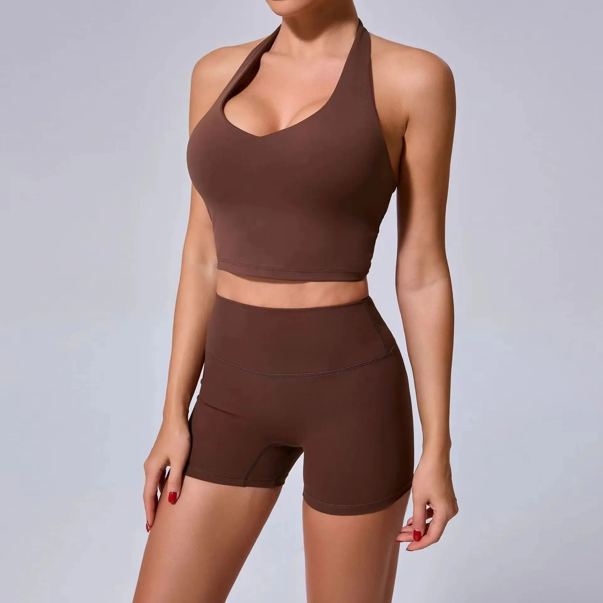 

Женский комплект для йоги Тренировочный комплект из 2-х предметов Женская спортивная одежда Быстросохнущий спортивный костюм Короткий спортивный костюм для бега Женский костюм для йоги Спортивный комплект