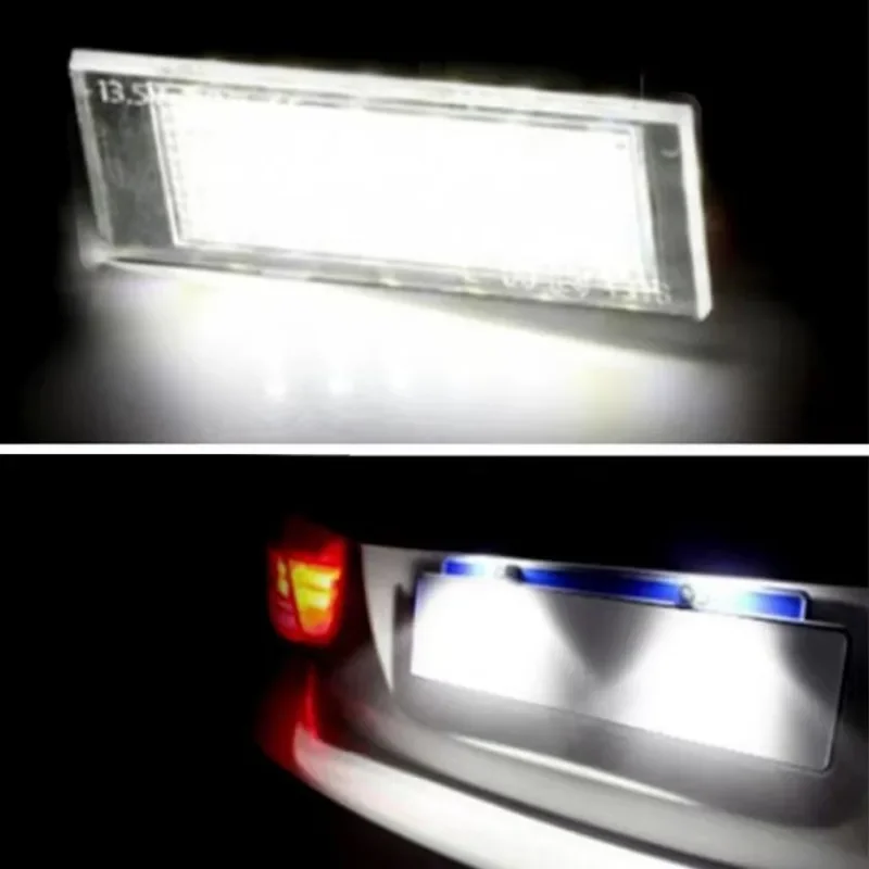 2PCS LED License Plate Light For Renault Clio 3 Megane Twingo Tigra Twizy Kadjar Kangoo Auto Canbus High Power SMD LEDs Car Logo