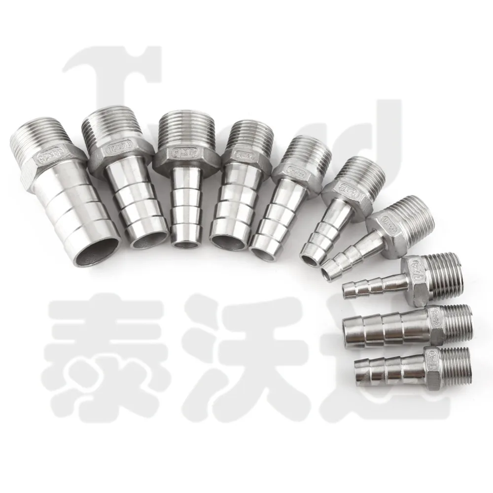 304 In Acciaio Inox Maschio Filettato Giunto Tubo Gomito Tubo Dell'acqua Riduttore Connettore Raccordo Per Tubi 1/4 "1/2" - 6 8 10 12 15 20 25 32mm
