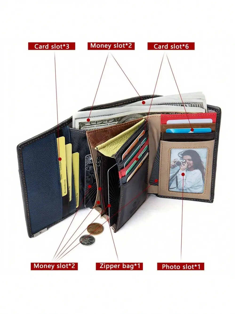 Elegant Ladies Handmade Bag Short Wallet Diamond/Grid Pattern Colourful Splicing Multi Card Position Head Layer Cowhide Ladies Coin Purse Christmas Gifts For Women