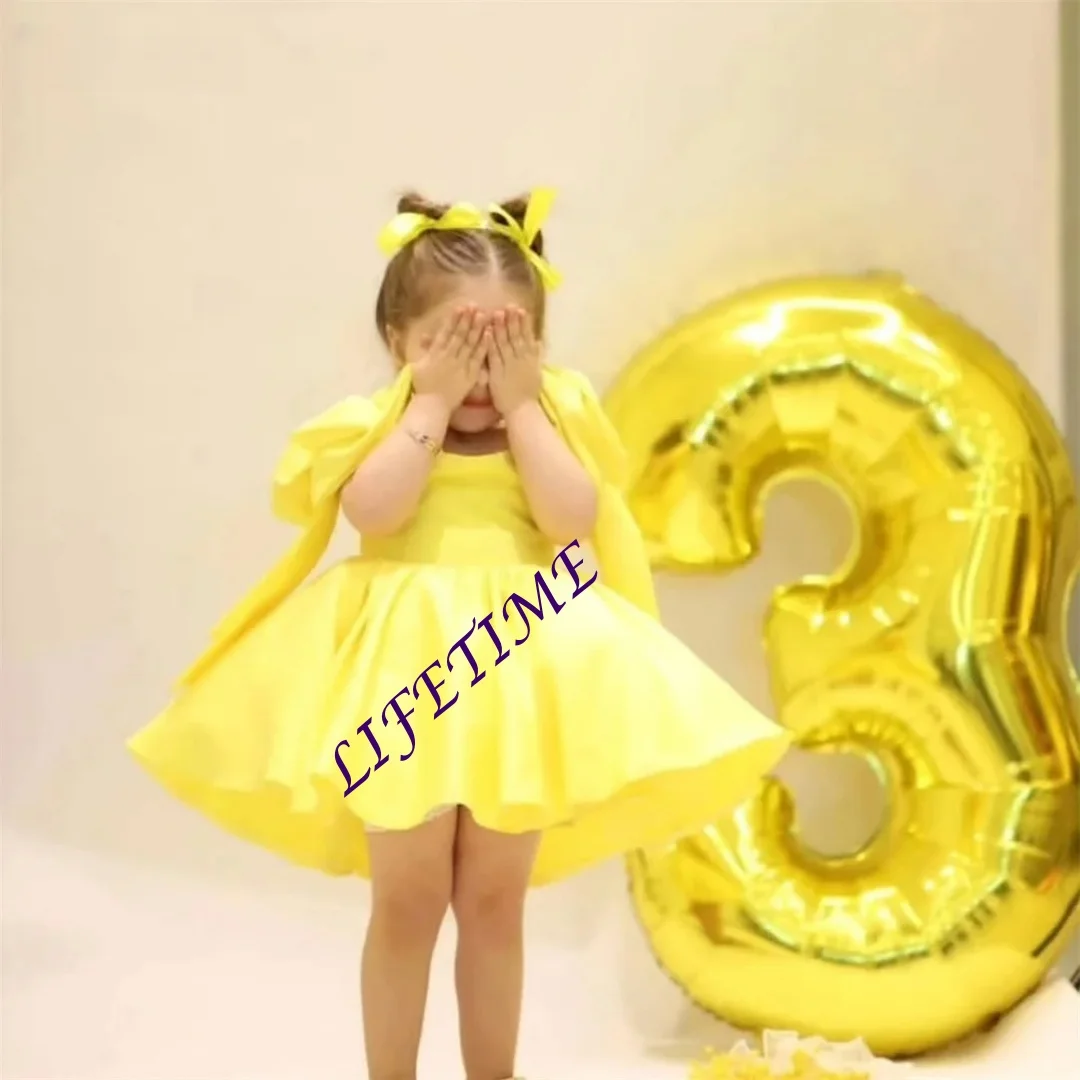 

Платье принцессы Sow с желтыми цветами, платья принцессы для девочек, свадебное платье для детей, платья для выпускного вечера с цветами для девочек по индивидуальному заказу