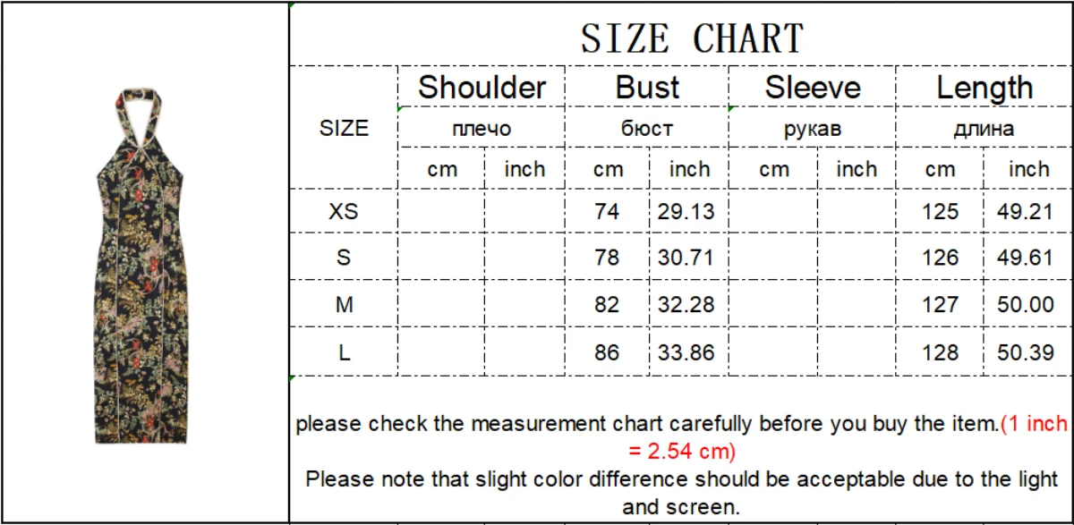 TFMLN Elegante Neckholder-Kleider für Damen 2026 Bedruckte Rückenfreie Qipao Midi-Kleider Vintage Chinesischer Stil Ärmellose Partykleidung – Detail 1