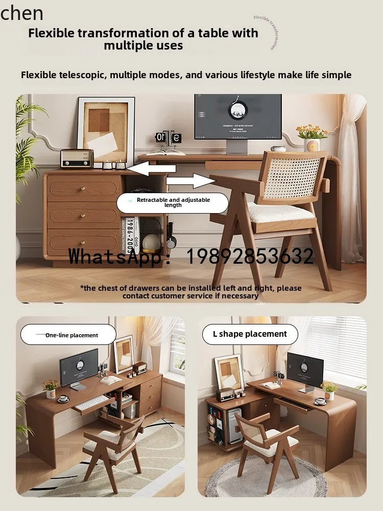X1 Solid Wood Corner Desk  Retractable Computer Desk Learning Double Corner Desk