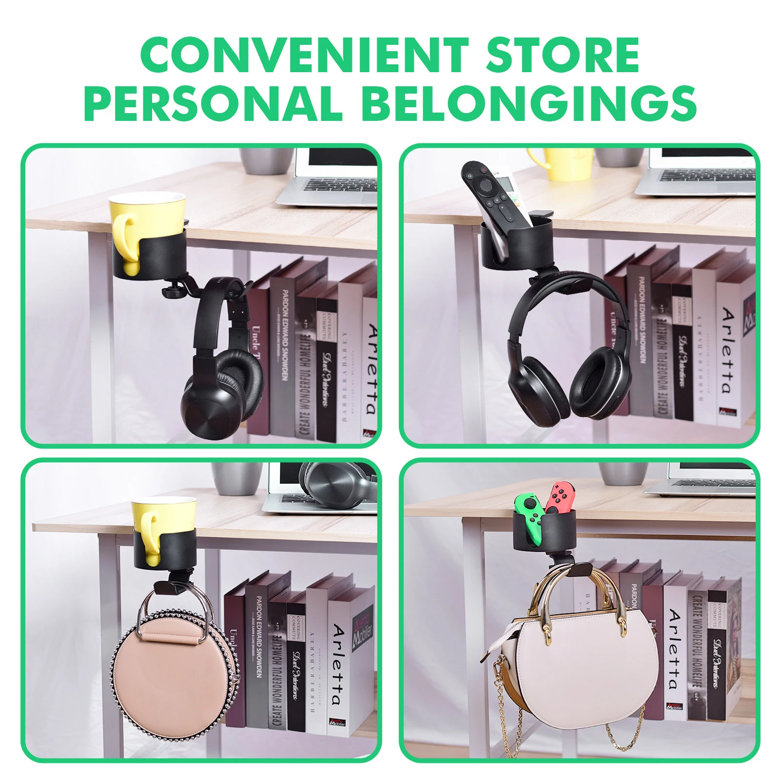 Desk Cup Holder Gaming Headset Holder Hanger Multi-function Stand Desktop Storage Bracket Coffee Mugs