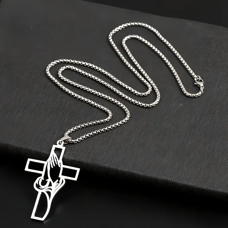 Hohler Gebetshände-Kreuz-Anhänger, Auto-Innendekorationszubehör, Rückspiegel- oder Fensterdekoration, Religiöses Symbol – Detail 3