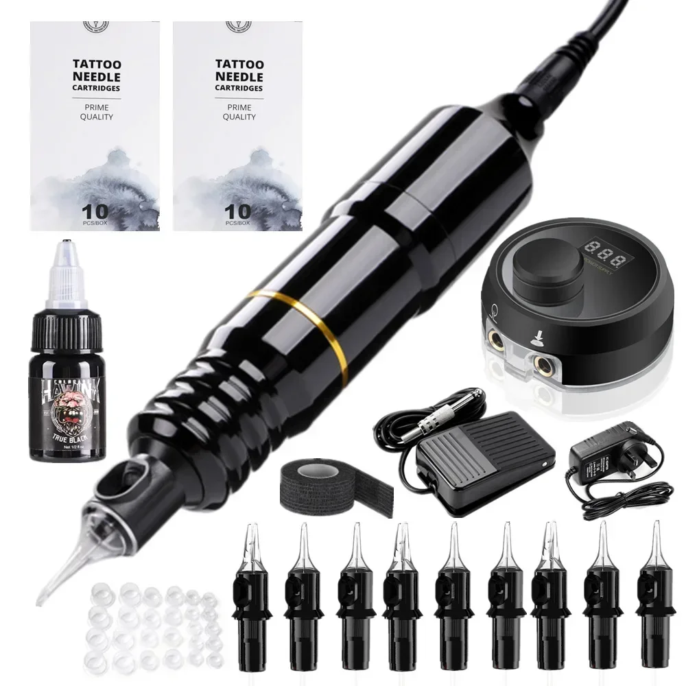 2023 New Tattoo Machine Set Current Meter Motor Tattoo Pen Tattoo Pen All-in-One Set  Material