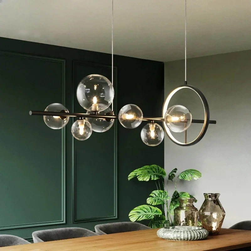 

Black LED Chandelier Light Bubble Nordic Lights Pendant Led Lighting for Dining Room Hanging lights Fixture with G9 Bulb
