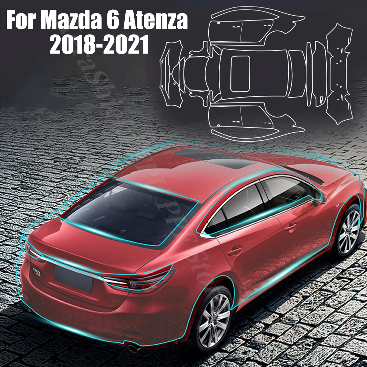 

For Mazda 6 Atenza 2018-2021 TPU Car Paint Protection Film Pre-cut PPF Anti-Scratch Resistant Clear Matte Cover Repairable Bra