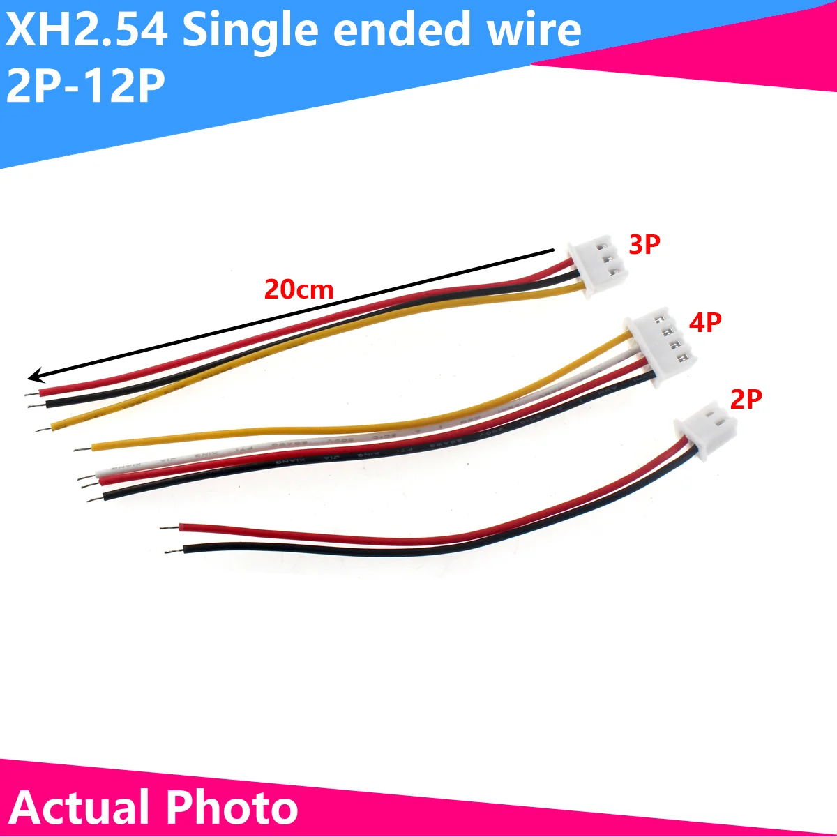10PCS XH2.54 20cm 30CM Wire harness Cable Single head electronic line 2P 3P 4P 5P 6P 7P 8P 9P 10P