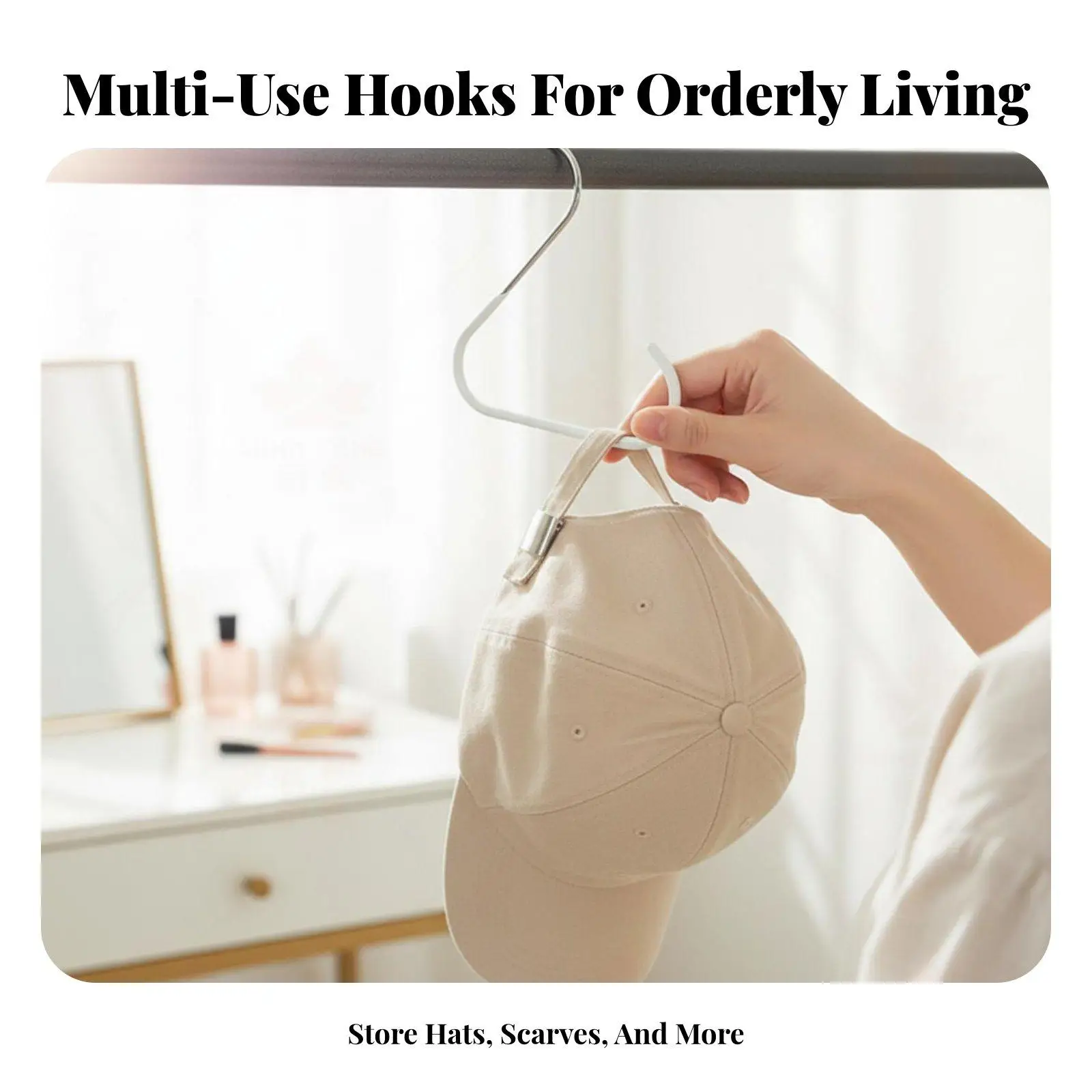 Space Saving Baseball Cap Hook Chrome Iron Hat Hanger for Clothes Rack Wall Mount Organizer for Dorm Entryway Storage