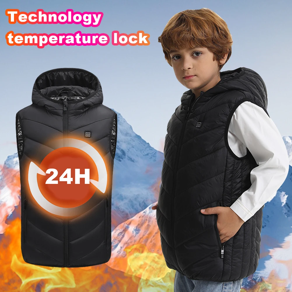 10 Zones Electric Heated Jackets USB Heating Vest Thermal Winter Warm Jacket Heated Clothing for Kids Boys Girls Hiking Jacket