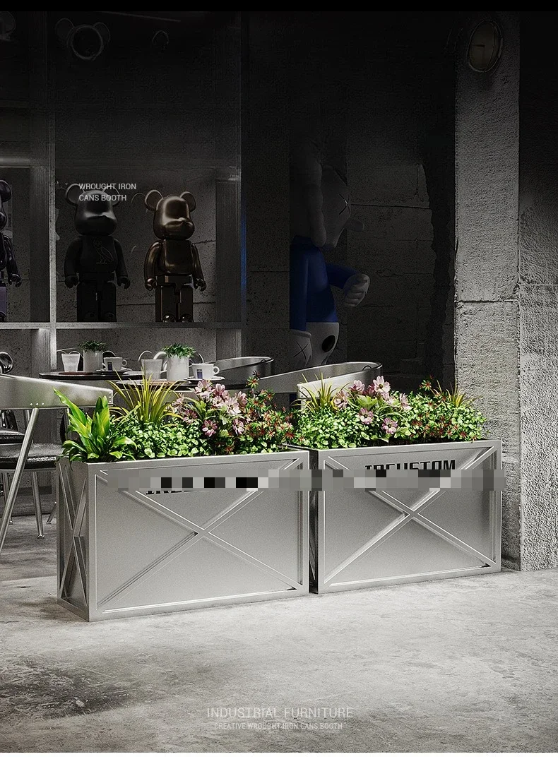 قسم مبيعات الشوارع التجارية الخارجية صندوق زهور من الحديد المطاوع رف زهور مستطيل لوعاء الزهور #5