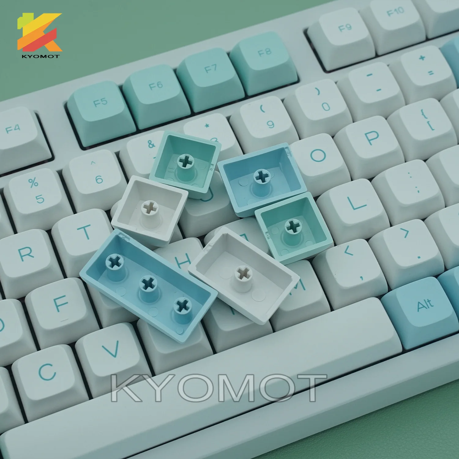 KYOMOT 132 Keys Ice Crystals Mint Keycap PBT Sub Dye XDA Profile Cyan Blue Keycaps for MX switch Shaft Mechanical Keyboard Caps - view 5