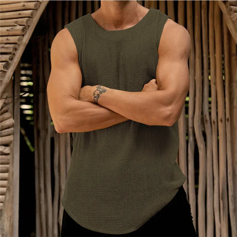 Sexy See-through Men\'s Vest Male Sleeveless Tee Summer Men\'s Hollow Vest Sleeveless T-shirt Knitted Vest Men\'s Clothing Tops Y2k