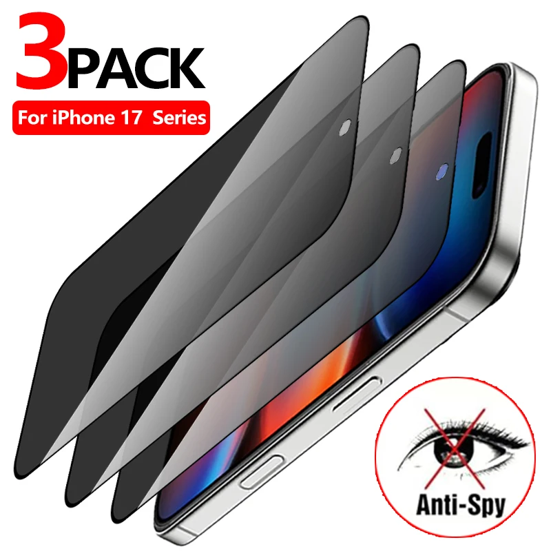 3PCS Privacy Tempered Glass Screen Protector for iPhone 17 17Air 17Pro Max Anti-spy Protective Glass For iPhone17Air 16Pro 16E