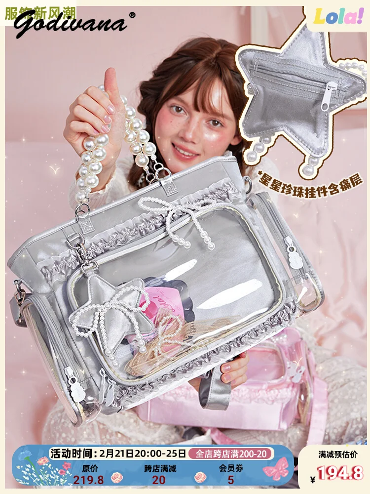 Bolso de hombro Original de estrella, cadena de cuentas de perlas Original, gran capacidad, Itabag, mochila japonesa bonita de satén para mujer, bolsos de mano