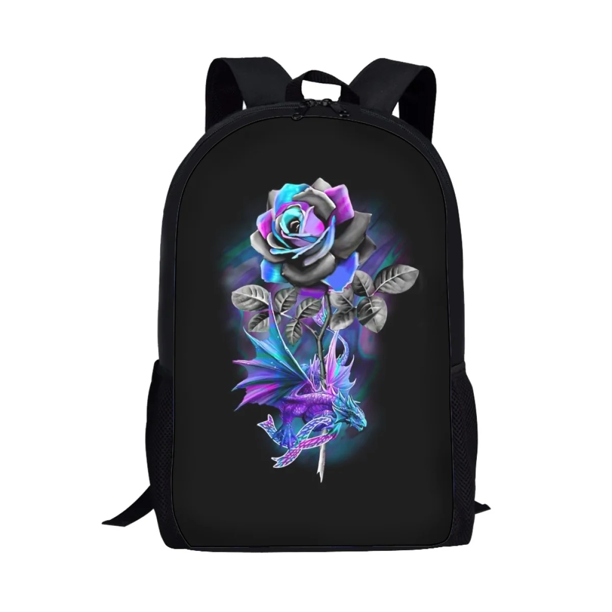 Creative Rose Printed Backpacks Teenager Student School Bag Daily Casual Backpack Boys Girls Book Bag Travel Storage Rucksack